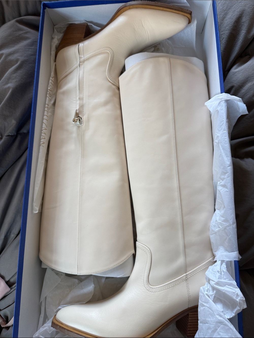 Stuart Weitzman Cream Over-the-Knee Leather Boots